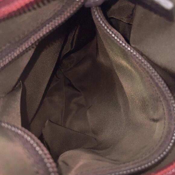 Prada Vela Flat Messenger Bag Triangle Logo Bordeaux Red Nylon Plate - Picture 9 of 14